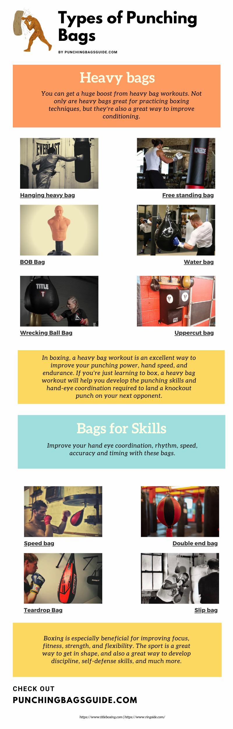 differet types of punhcing bags